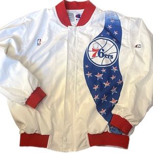 VINTAGE CHAMPION NBA PHILADELPHIA 76ERS WARM UP JACKET SIZE LARGE